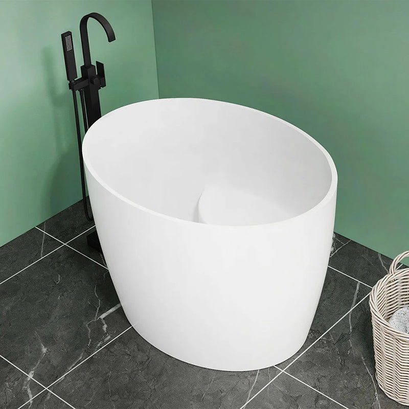 1000mm Modern Deep Oval Freestanding Matte White Stone Resin Soaking Bath - Approved By Design