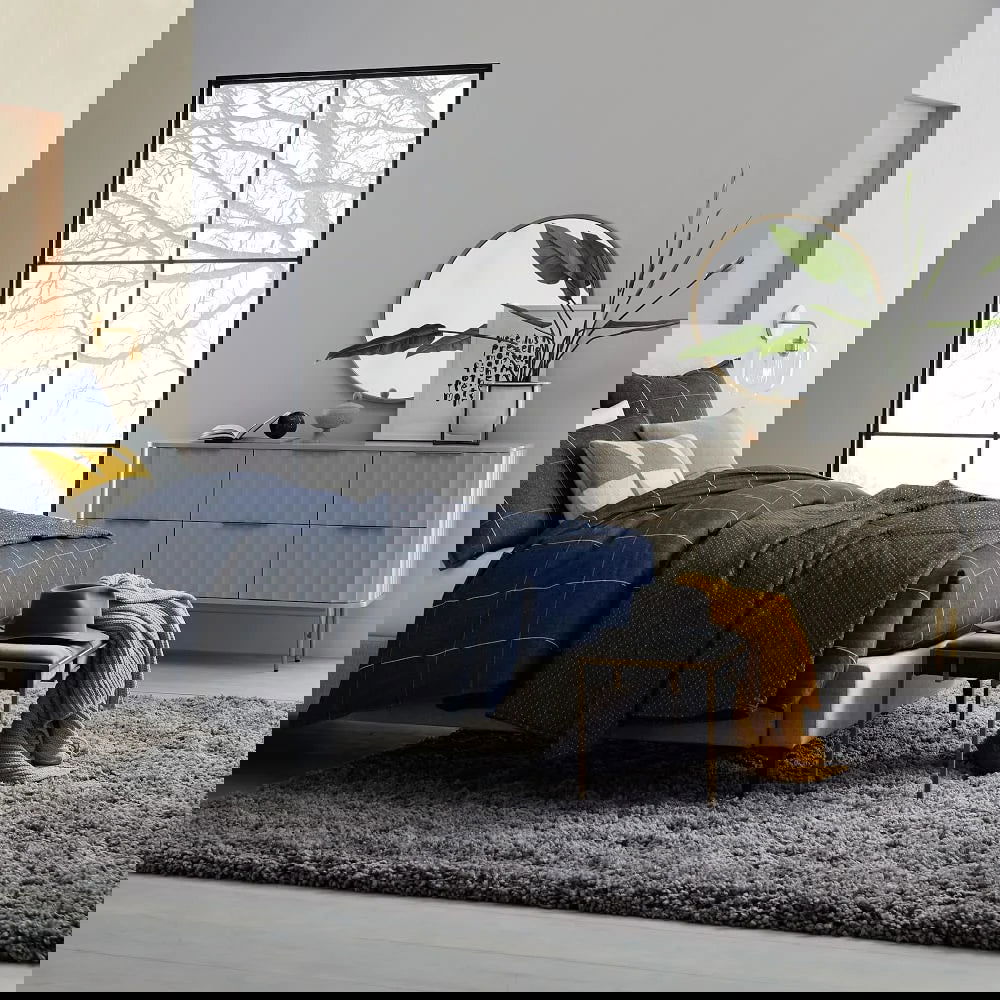 1200mmW Modern 6-Drawer White Bedroom Dresser for Storage in Gold -