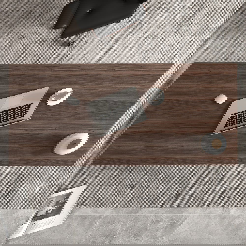 1520mm Modern Wooden Desk Walnut Home Office Desk with Filing Cabinet -