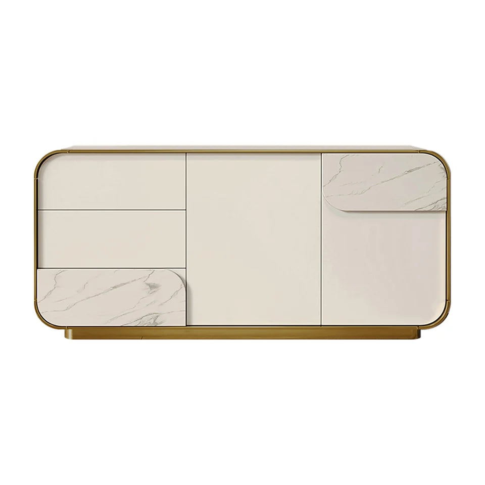 1600mm Modern Off White Sideboard Buffet with Storage White Sintered Stone Credenza - Homary