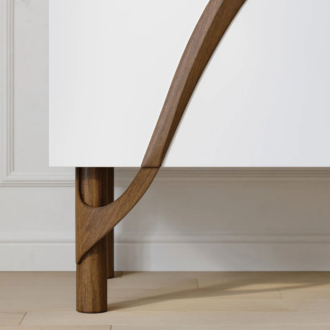 1600mm White & Walnut Sideboard Cabinet -