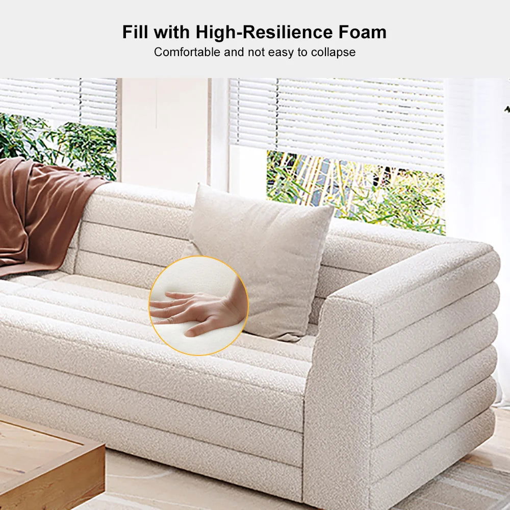 2500mm L-Shaped Modern White Boucle Modular Sectional Sofa Left Hand for 4 Seaters -