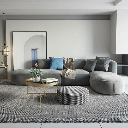 3450mm L-Shaped Sectional Corner Modern Modular Sofa with Pillows in Grey - Homary