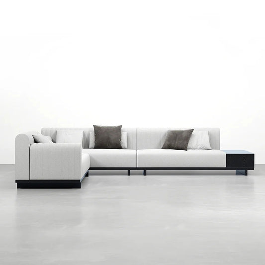 3980mm Modern Corner L-Shaped Sectional Sofa Cotton & Linen with Side Open Storage -