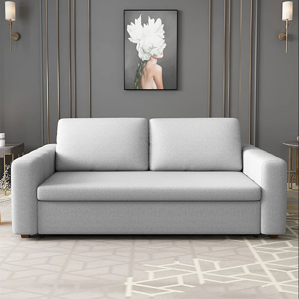 82" Cotton and Linen Upholstered Convertible Sofa Bed Gray Sleeper Couch with Storage -