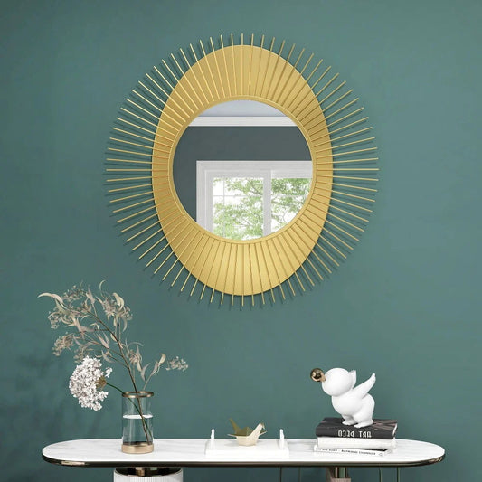 915mm Luxury Creative Sunburst Gold Metal Wall Mirror Home Decor for Living Room -