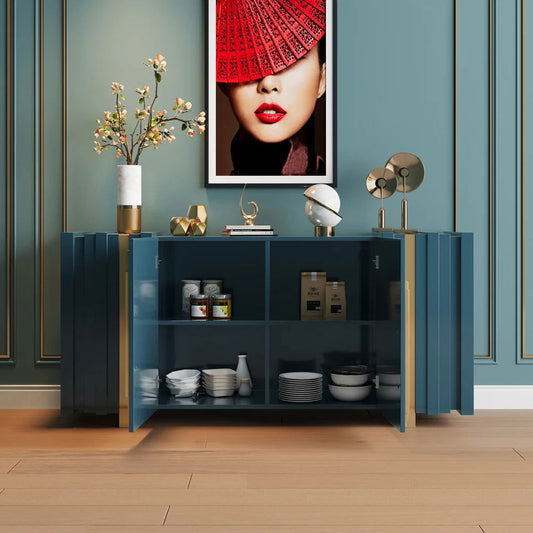 Aurea 1600mm Light Luxury Sideboard Green Rectangular Buffet 2 Doors 2 Shelves in Gold - Homary