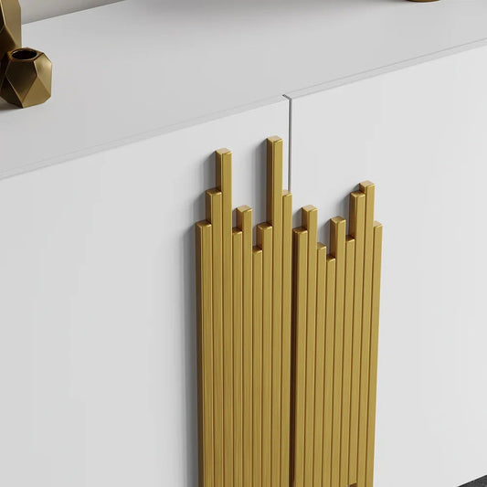 Aurea 1600mm Light Luxury Sideboard White Rectangular Buffet 2 Doors 2 Shelves in Gold -