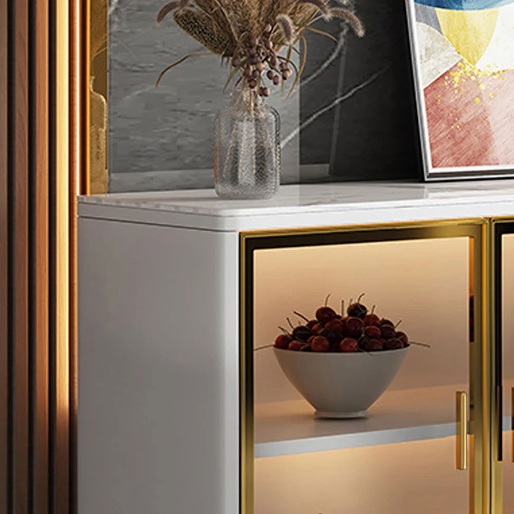 Cofab 1500mm White Sideboard Cabinet Sintered Stone Top Modern Buffet - Homary