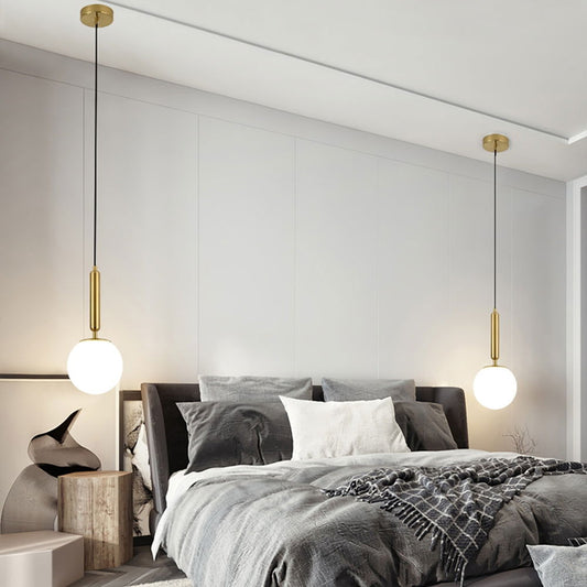 Decorica Modern LED Globe White and Gold Single Pendant Light -
