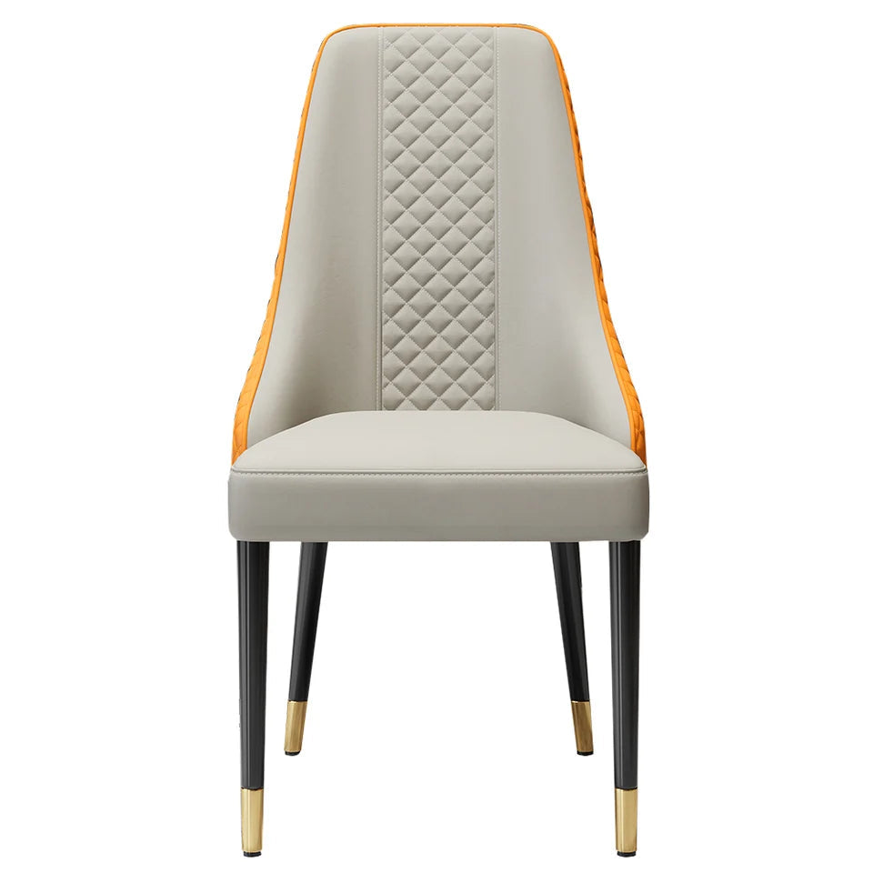 Diamic 6-Piece Modern Upholstered Dining Chair Faux Leather High Back Deep Orange -