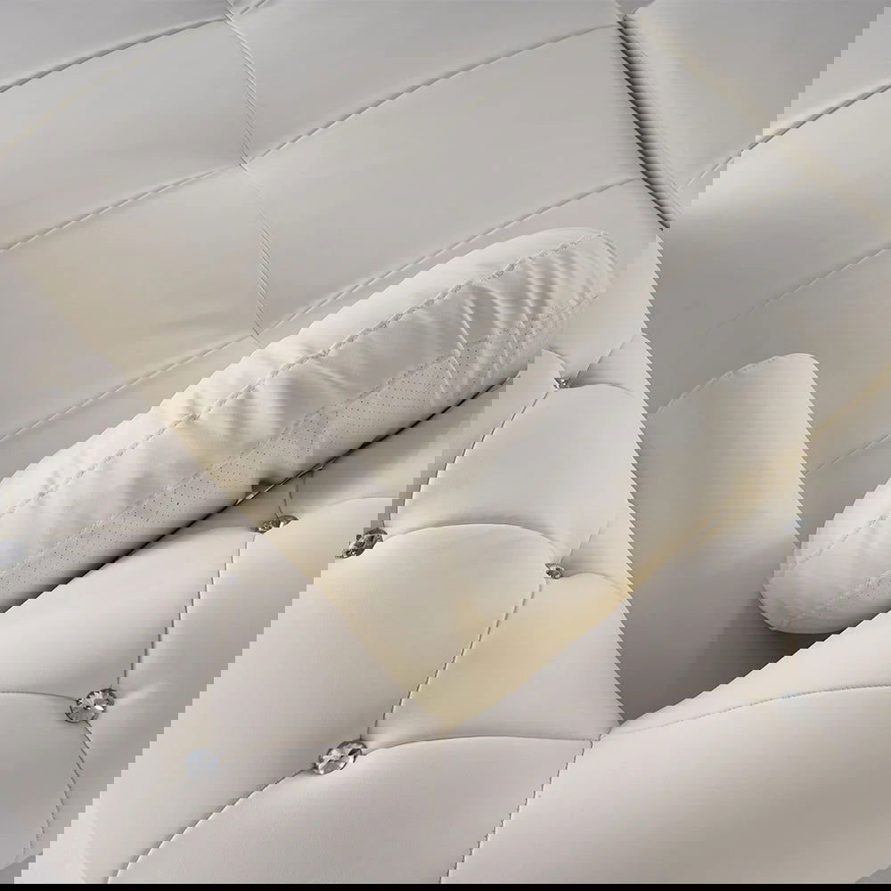 Dodiy Modern L-Shaped White Corner Sectional Sofa 5-Seater Leather with Chaise Pillows (Left Chaise ) -