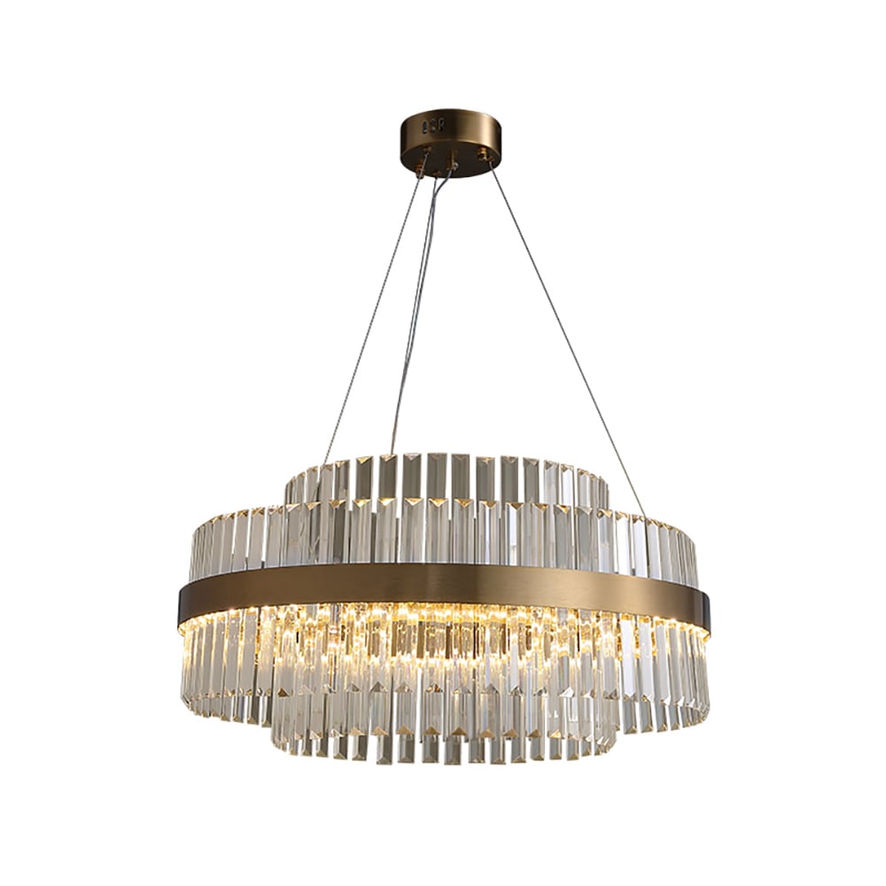 Fixedo Modern Tiered Crystal LED Chandelier in Brass Light -