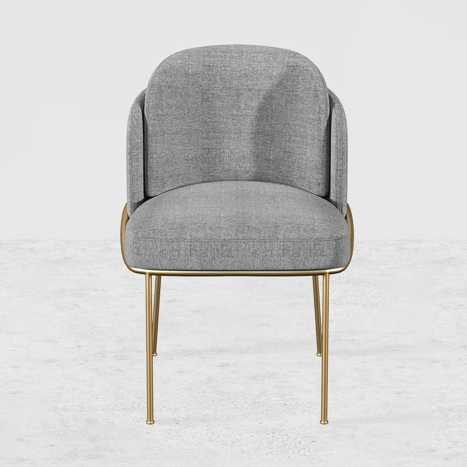 Linenic 4-Piece Modern Gray Dining Chair Cotton&Linen Upholstered Side Chair in Gold -