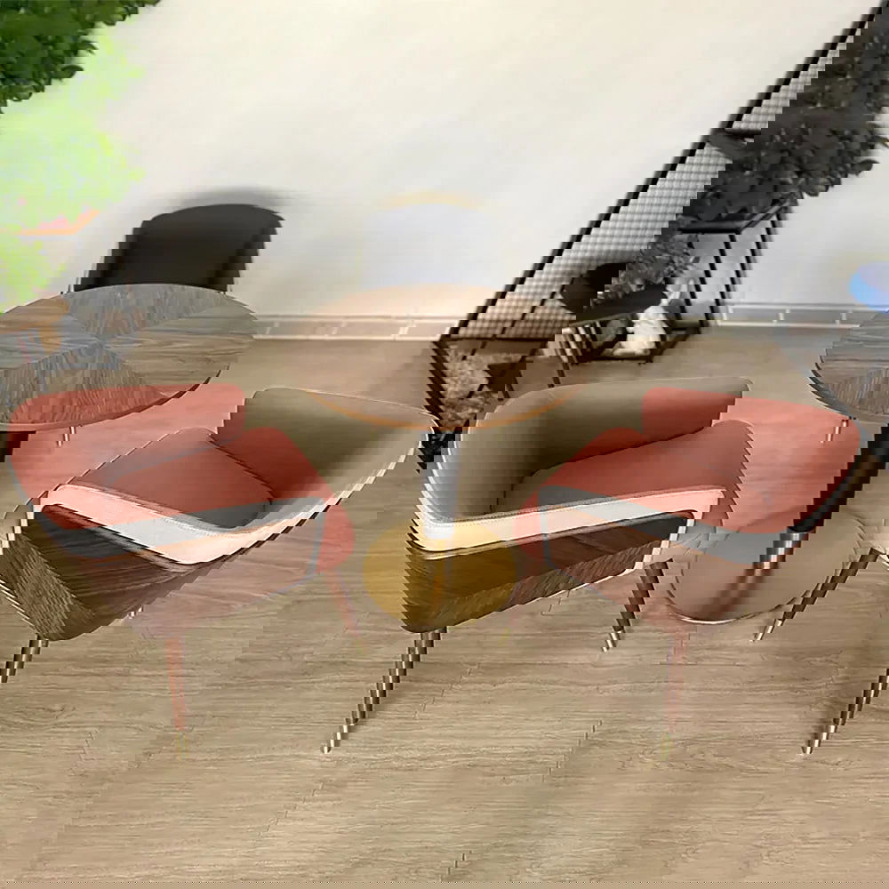 Mid-Century Modern Dining Chair Single Arm Chair Upholstered Leath-Aire - Homary