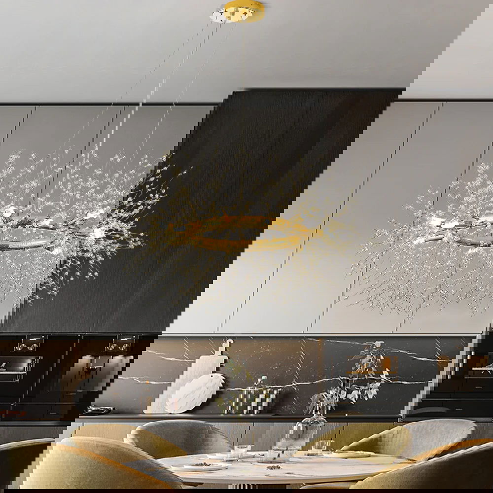 Mid Century Modern 12-Light Crystal Firework Sputnik Chandelier Pendant Ceiling Light - Homary