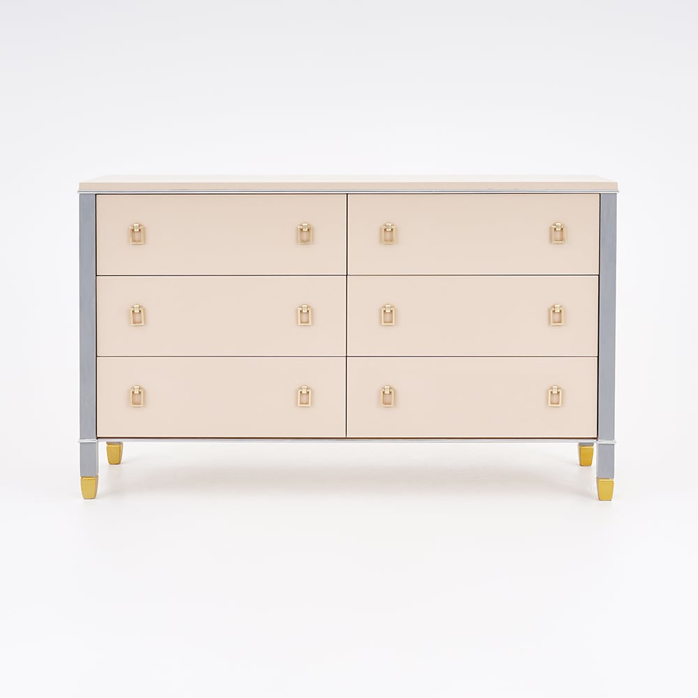 Minimalist Champagne Dresser Chest of 6 Drawers Cabinet in Gold -