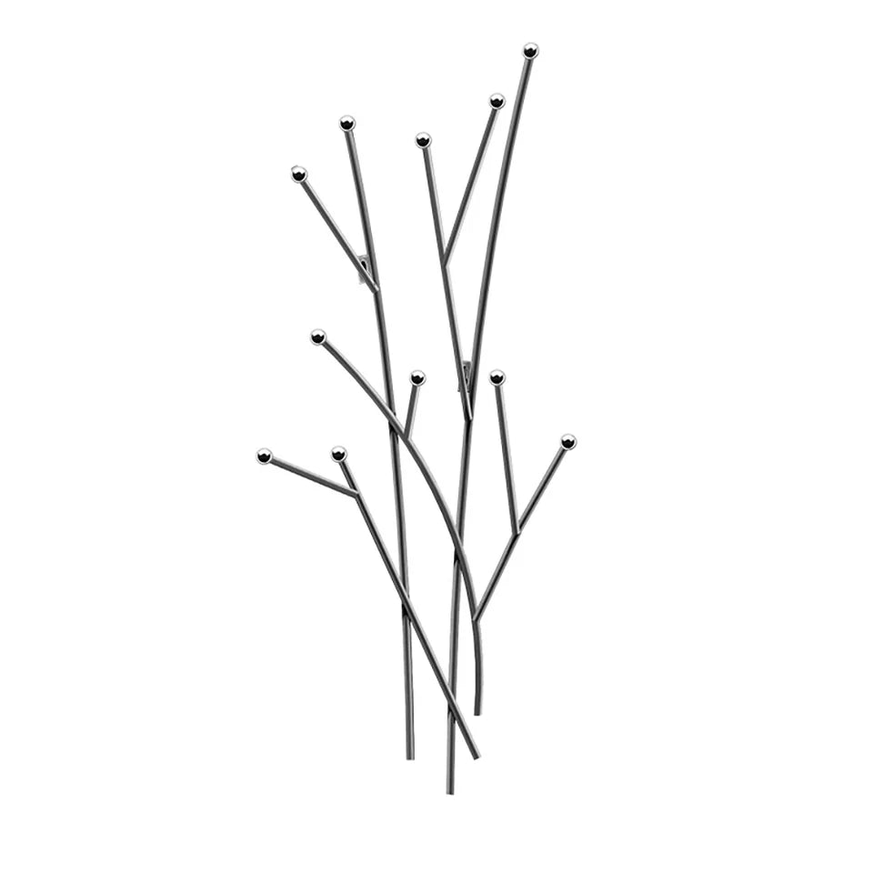 Modern 11-Hook Wall Mounted Coat Rack in Black with Tree Branch Shape -