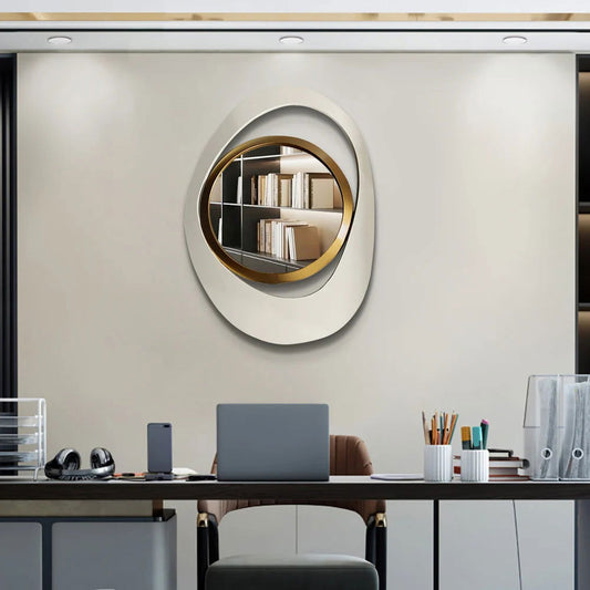 Modern 4-Piece 600mm Large White & Gold Abstract Geometry Wall Mirror Decor Living Room -