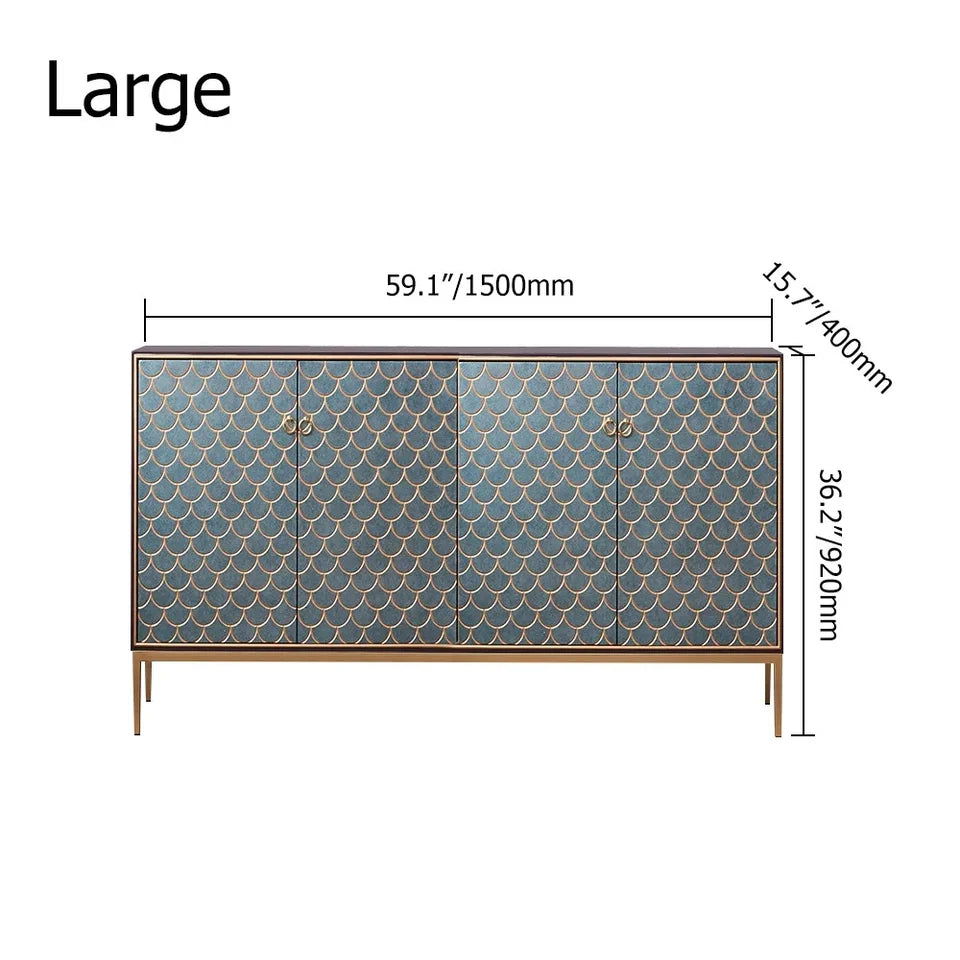 Modern Cabinet Scale Patterned Sideboard Buffet with Doors & Shelves in Large -