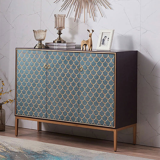 Modern Cabinet Scale Patterned Sideboard Buffet with Doors & Shelves in Medium - Homary