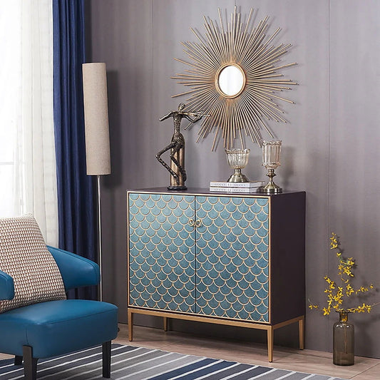 Modern Cabinet Scale Patterned Sideboard Buffet with Doors & Shelves in Small - Homary
