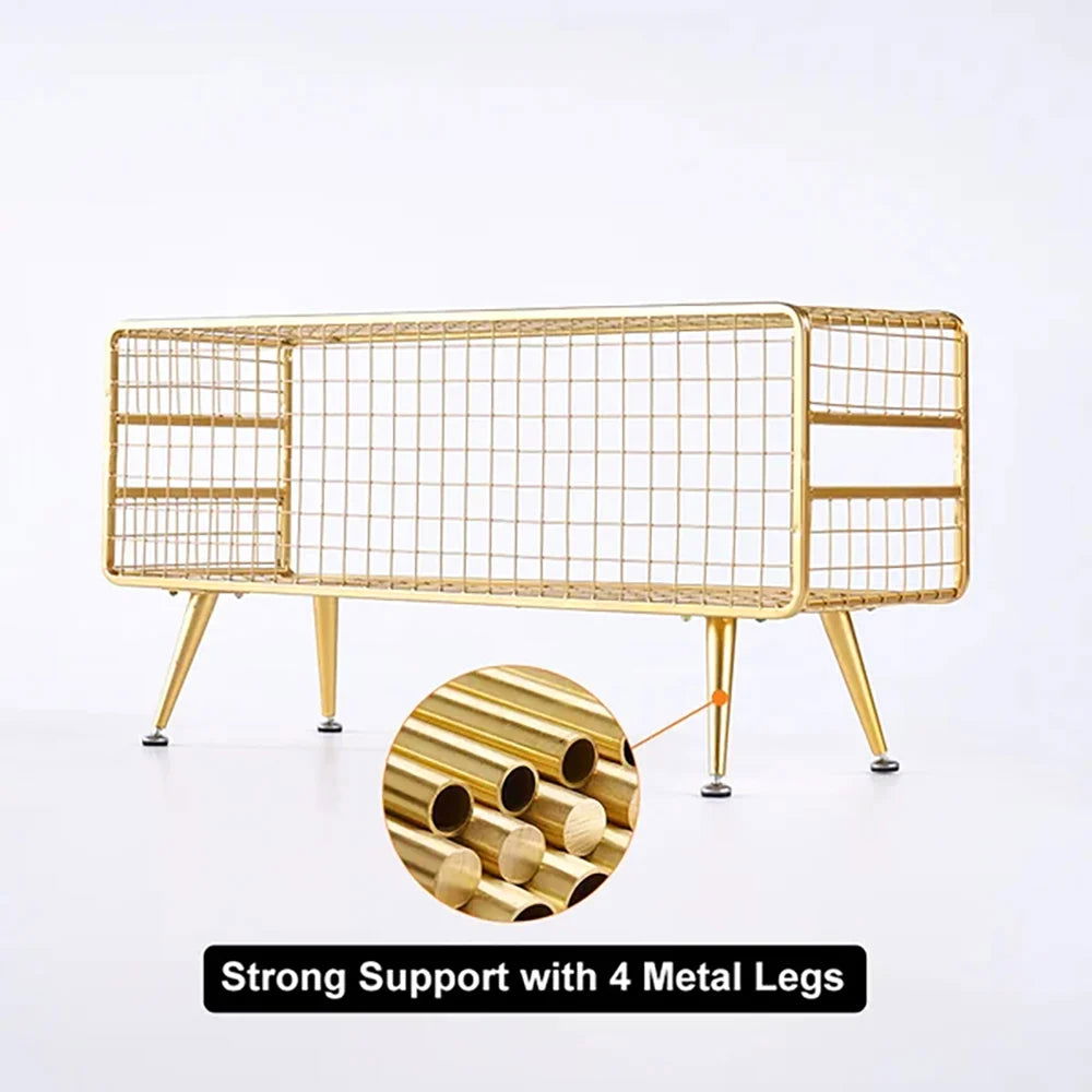 Modern Mesh Standing Etagere Bookshelf in Gold -