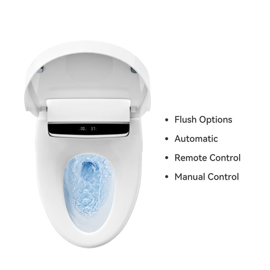 Modern Smart One-Piece Elongated Automatic Toilet & Bidet with Seat Horizontal Outlet - Homary
