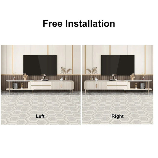 Mytures Modern Round Nesting Coffee Table with Storage White Sintered Stone Set of 2 - Approved By Design