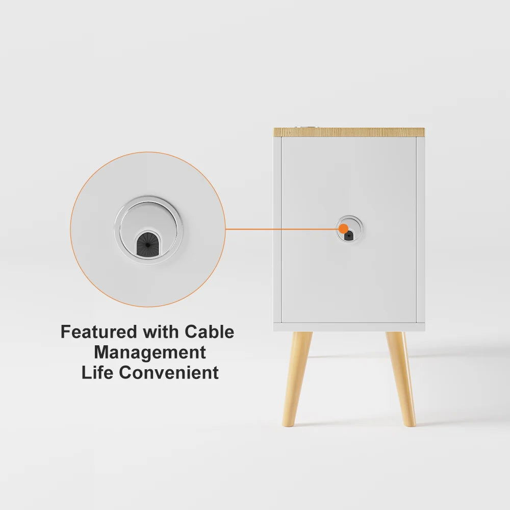 Natural Rectangle End Table with Drawers Modern Sofa Table for Living Room -