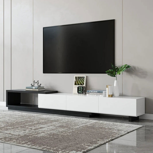 Quoint Modern TV Stand Retracted & Extendable 3-Drawer Media Console for TV Up to 80" - Homary