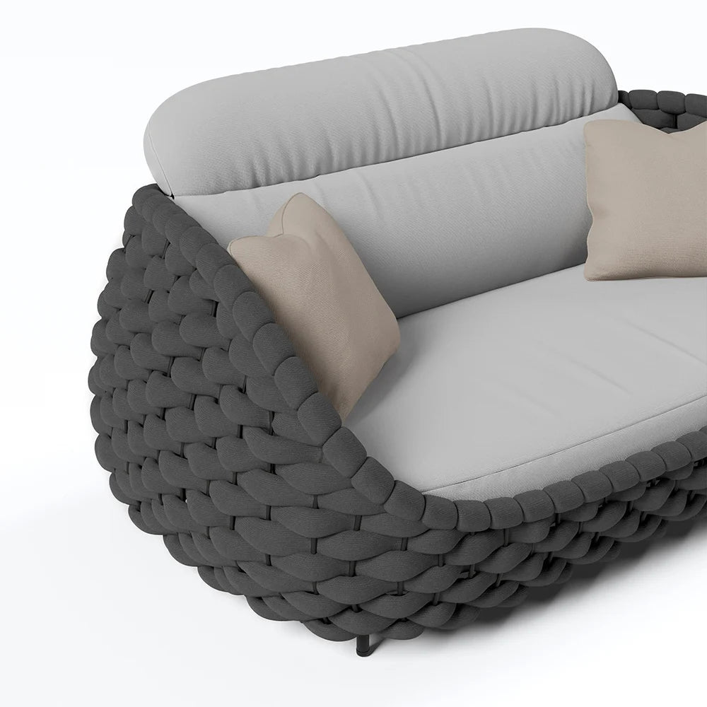 Tatta 4 Pieces Woven Rope Outdoor Swivel Sofa Set 360 Degree Rotatable with Coffee Table -