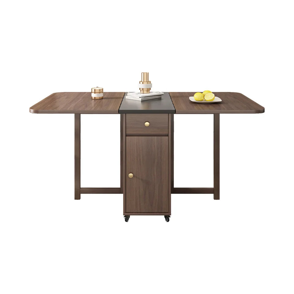 Ultic 5-Piece Modern 1502mm Rectangle Dining Table Set Ash Wood Foldable Walnut -