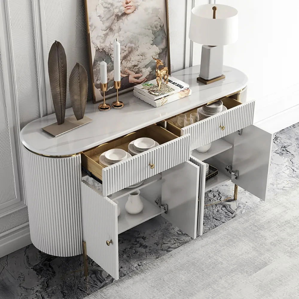 Yelly 1400mm Modern Marble Top Buffet & Sideboard Doors & Drawers & Shelves -