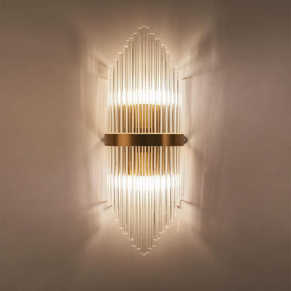 Striaged 2-Light Gold Glass Wall Sconce Metal Vanity Wall Light for Bathroom