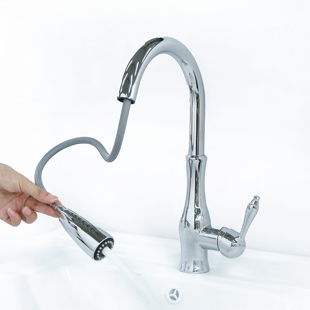 Tracier Gooseneck Single Lever Handle Kitchen Tap with Pull Out Spray