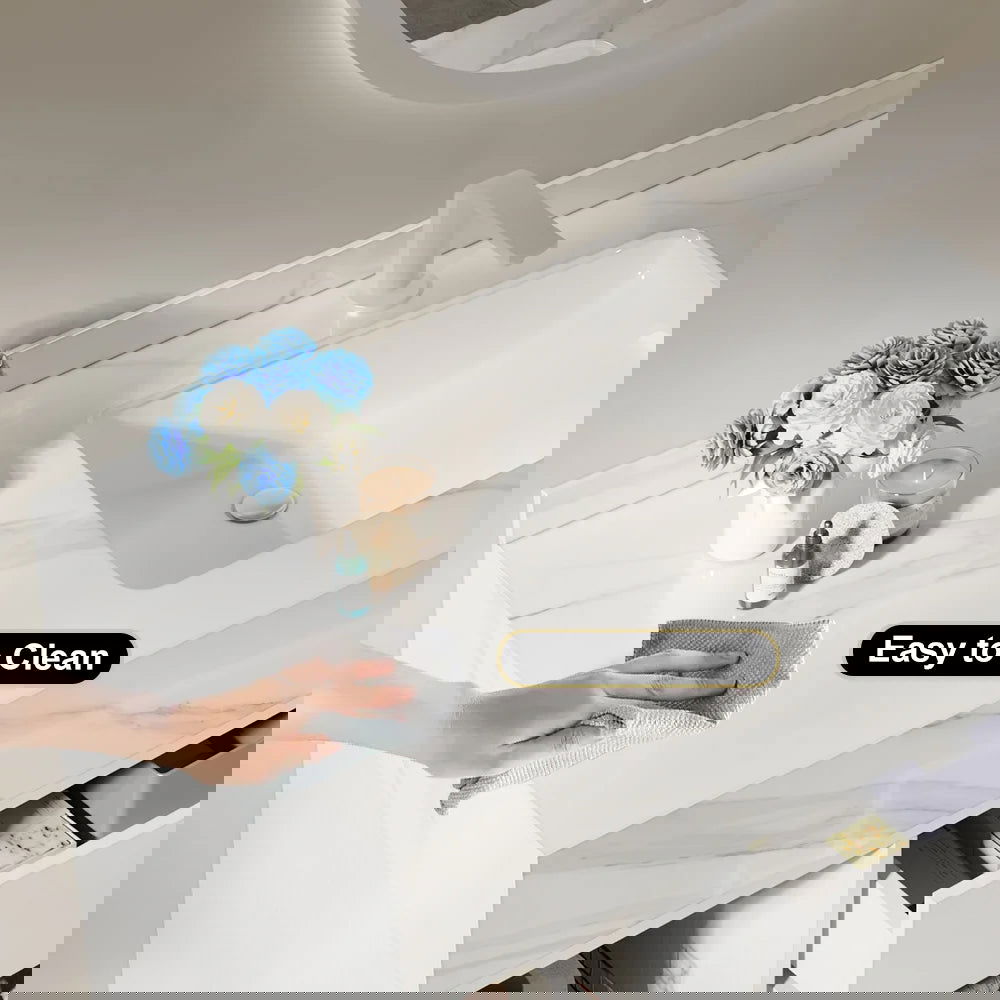 1000mm Floating White Bathroom Vanity with Sintered Stone Vessel Sink - 