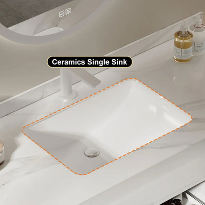 1000mm Floating White Bathroom Vanity with Sintered Stone Vessel Sink - 