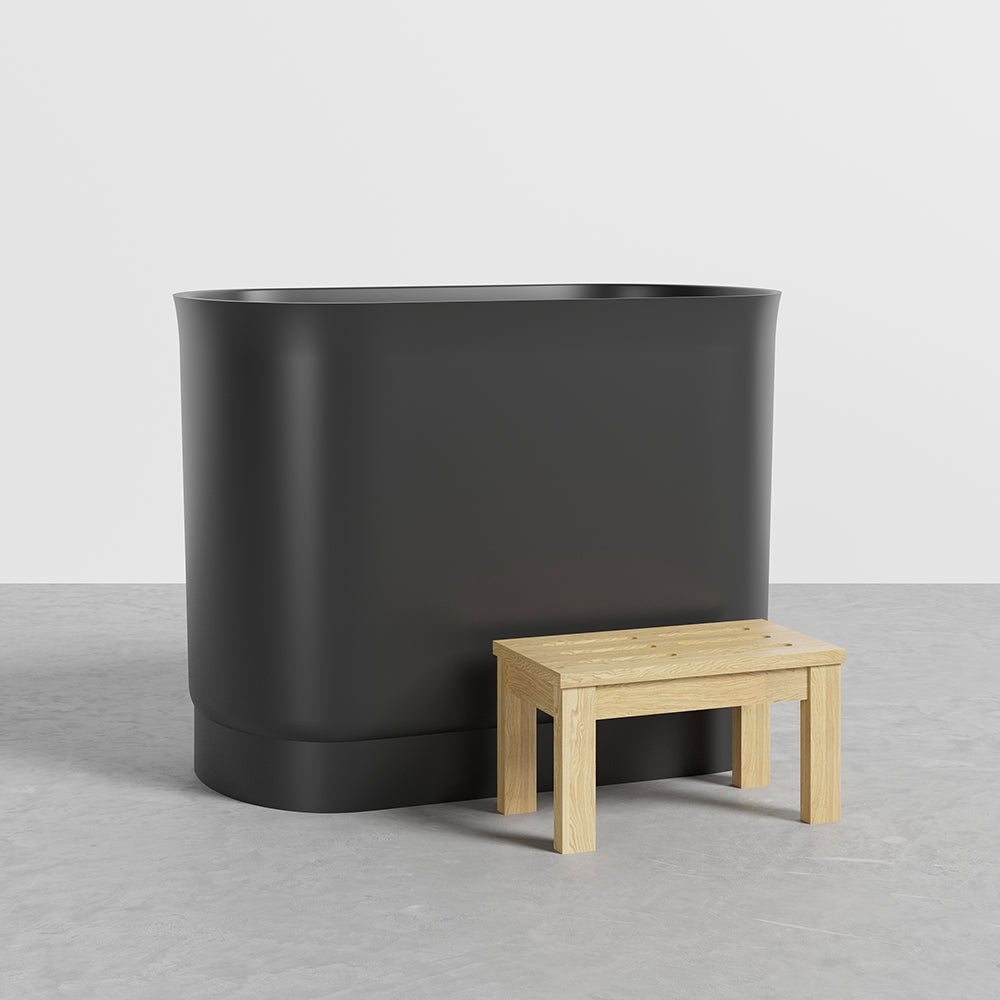 1000mm Modern Deep Oval Freestanding Matte Black Stone Resin Japanese Soaking Bath - Approved By Design