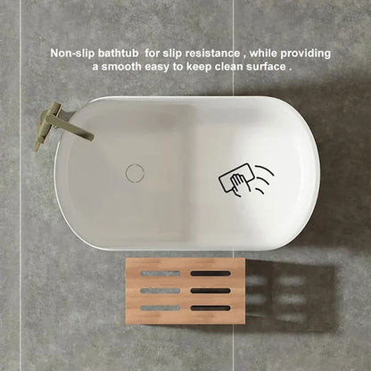 1000mm Modern Deep Oval Freestanding Matte White Stone Resin Japanese Soaking Bath - 