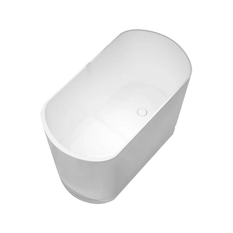 1000mm Modern Deep Oval Freestanding Matte White Stone Resin Japanese Soaking Bath - 