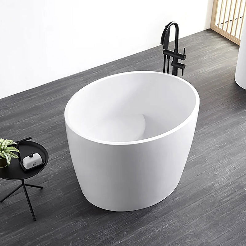 1000mm Modern Deep Oval Freestanding Matte White Stone Resin Soaking Bath - Approved By Design