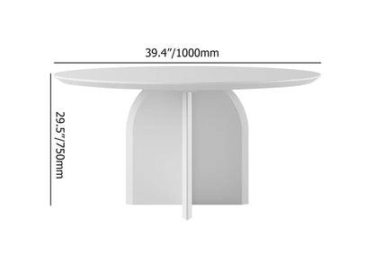 1000mm Modern Round Dining Table for 4 White Solid Wood Tabletop Pedestal Base - 