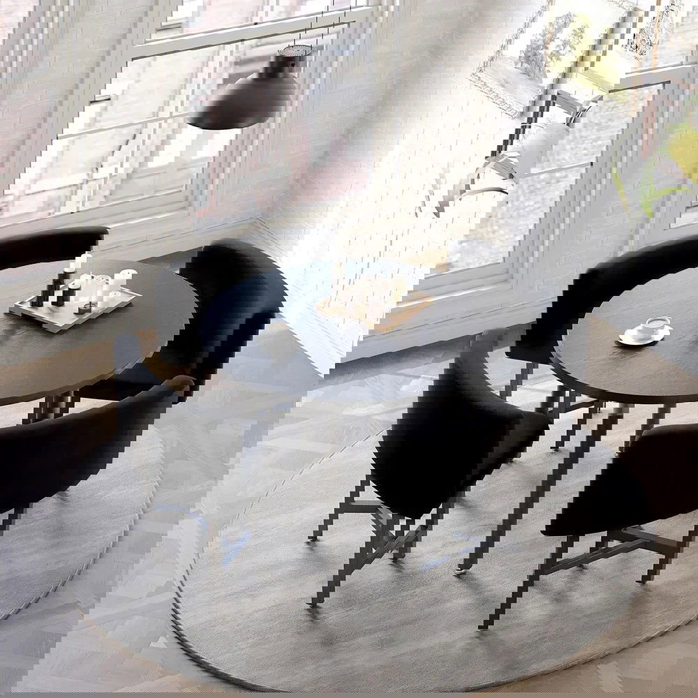 1000mm Round Black Small Nesting Dining Table Set for 4 Black Upholstered Chairs - 