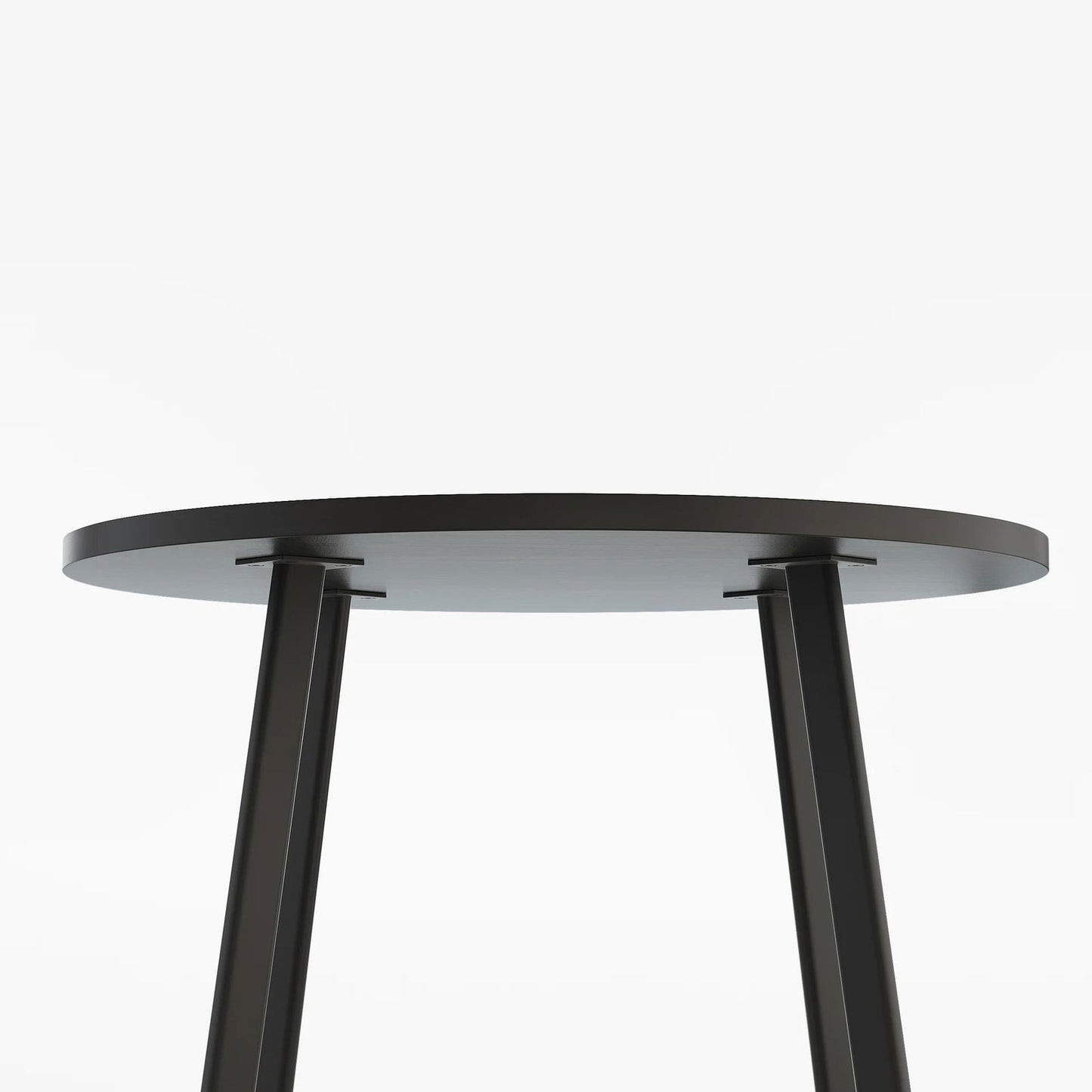 1000mm Round Black Small Nesting Dining Table Set for 4 Black Upholstered Chairs - 