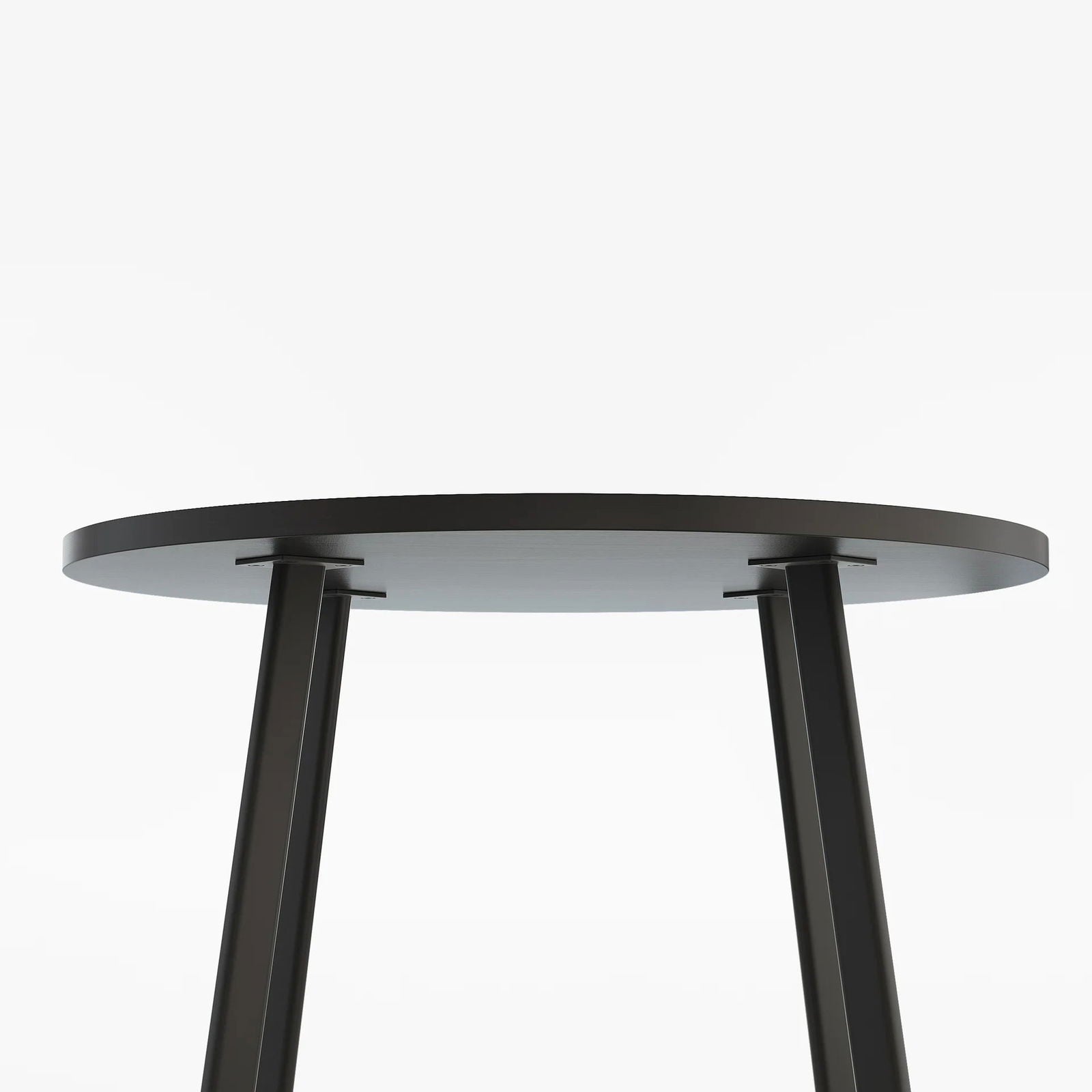 1000mm Round Black Small Nesting Dining Table Set for 4 Black Upholstered Chairs - 