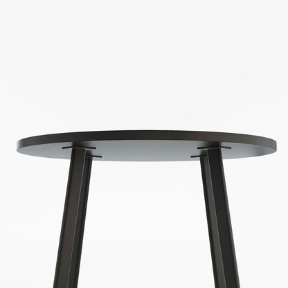 1000mm Round Black Small Nesting Dining Table Set for 4 Black Upholstered Chairs - 