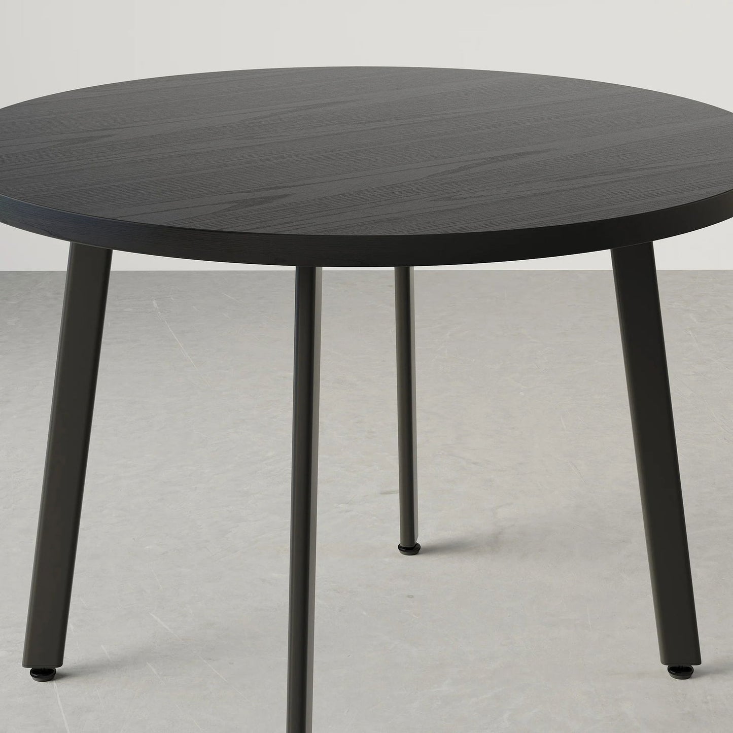 1000mm Round Black Small Nesting Dining Table Set for 4 Black Upholstered Chairs - 