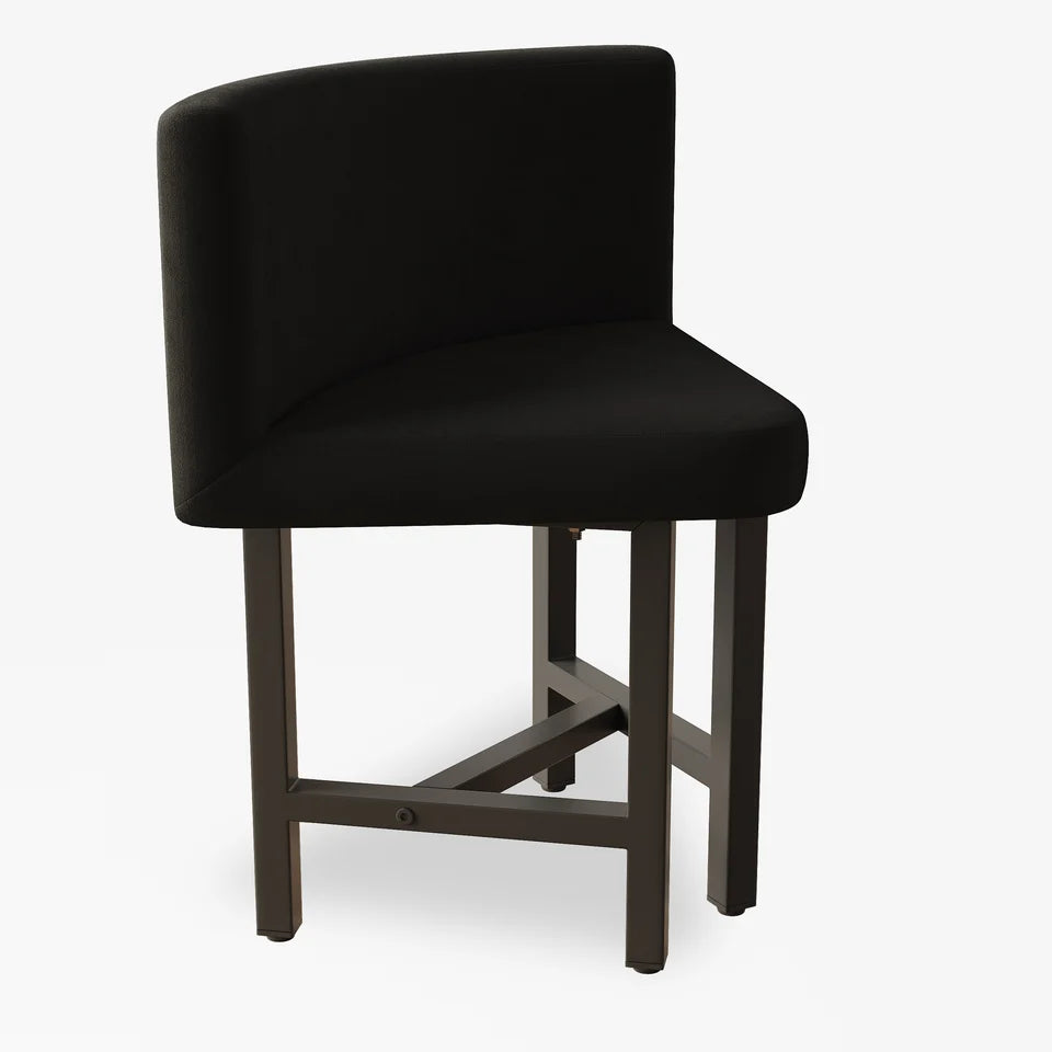 1000mm Round Black Small Nesting Dining Table Set for 4 Black Upholstered Chairs - 