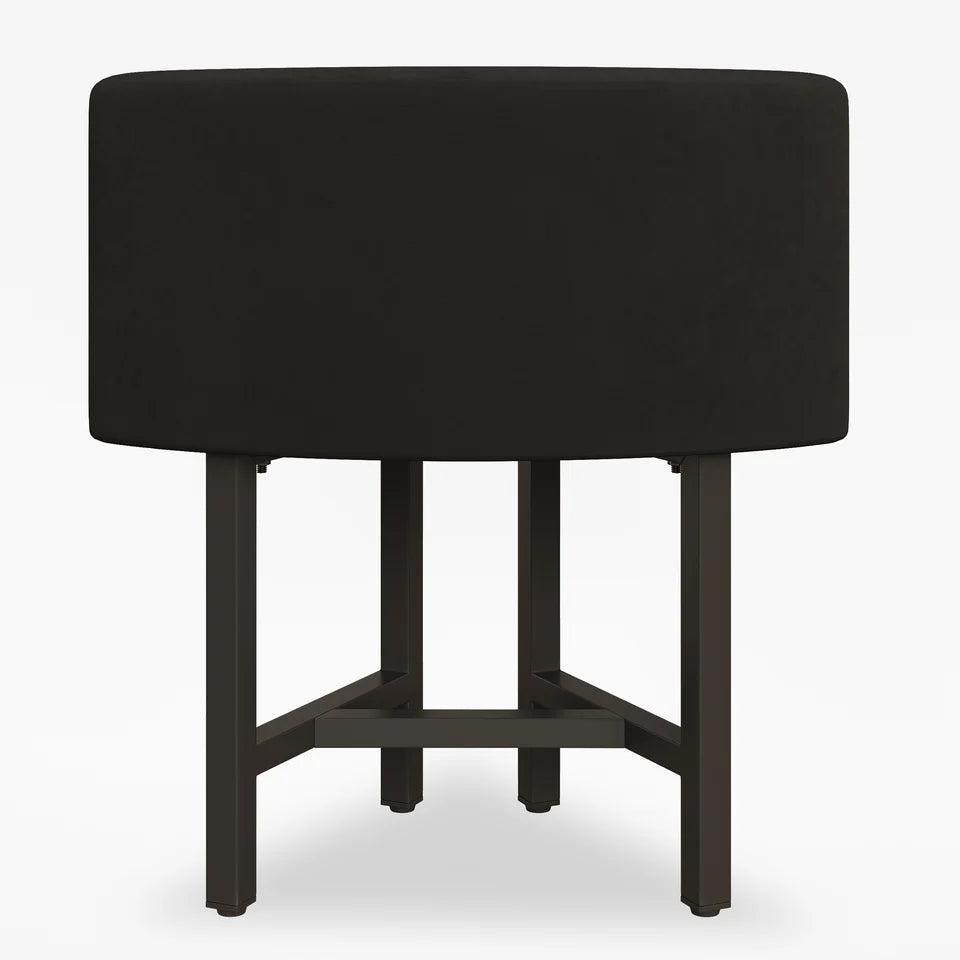 1000mm Round Black Small Nesting Dining Table Set for 4 Black Upholstered Chairs - 